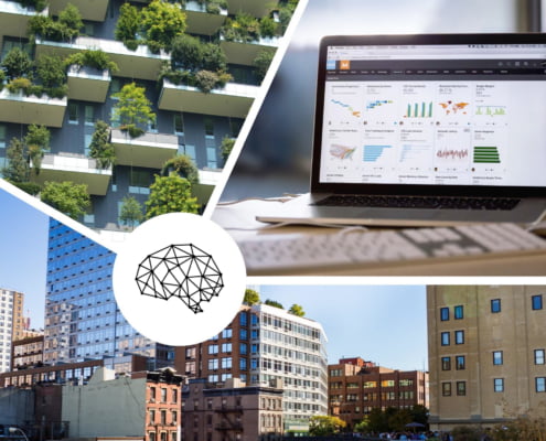 Laptop som visar grafer i INUstyrs fastighetsautomationssystem EnergiVision (EVi).